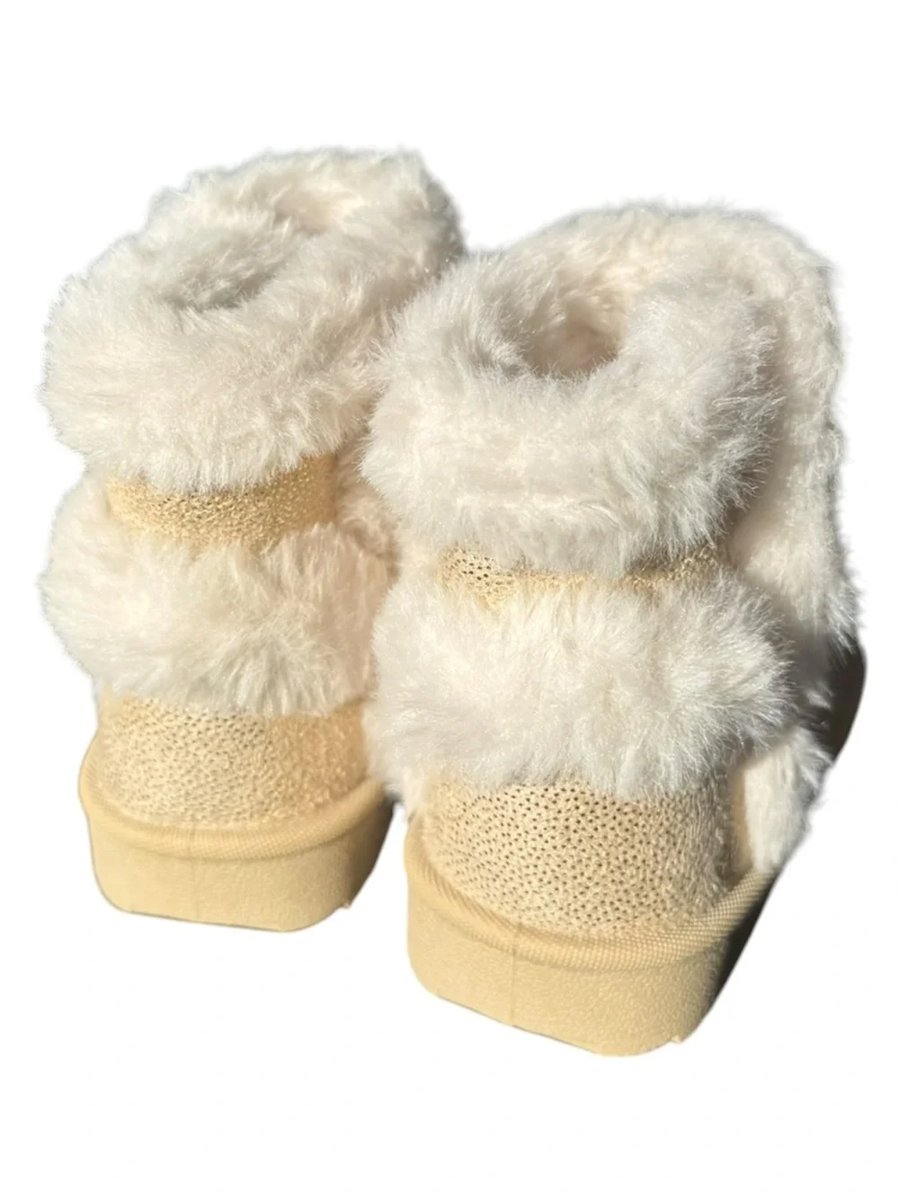 Cubufly Cream Faux-Fur Booties - Non-Slip Toddler 5